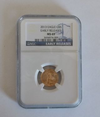 2013 $5 Gold Eagle 1/10th Ounce Ngc Ms 69 Early Release photo