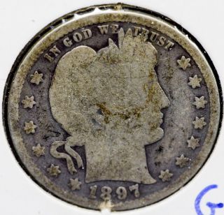 ɸɸɸ Silver Barber Quarter Dollar 1897 P ɸɸɸ photo