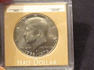 1976 D Bicentennial Kennedy Half Dollar In A Snaptight Holder photo