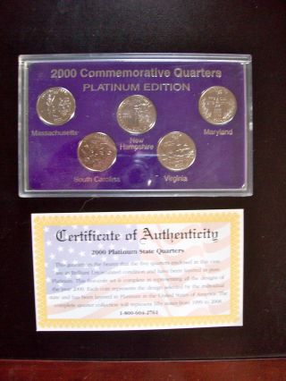 2000 Commemorative State Quarters Platinum Edition Brilliant Uncirculated. photo