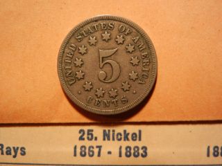 1868 Us Shield Nickel Old Five Cent Nickel Coin photo