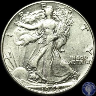 1942 P Uncirculated Silver Walking Liberty Half Dollar C57 photo