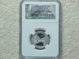 2011 S Proof Chickasaw National Rec Area Clad Quarter Coin Ngc Pf70 Ultra Cameo photo