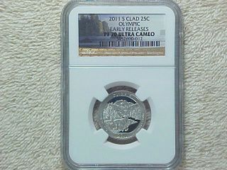 2011 S Proof Olympic National Park Clad Quarter Coin Ngc Graded Pf70 Ultra Cameo photo