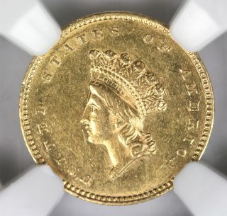 1854 Gold Dollar Indian Princess Head,  Type 2,  Small Head Ngc Au58 photo