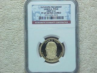 2009 S Proof James K Polk Presidential Dollar Coin Ngc Graded Pf69 Ultra Cameo photo