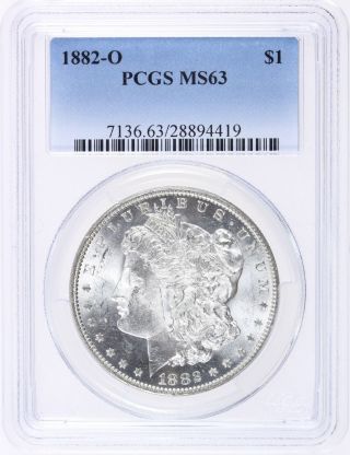 1882 O Morgan Silver Dollar $1 - Pcgs Ms 63 - photo