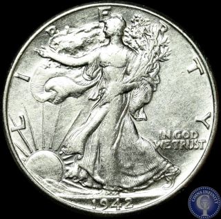 1942 P Choice Au Silver Walking Liberty Half Dollar C71 photo