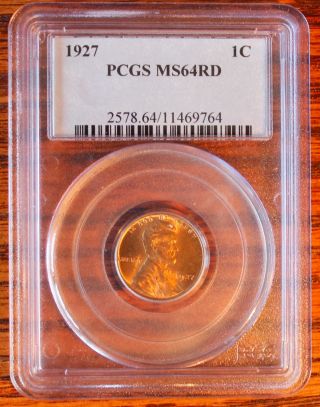 1927 Lincoln Cent Pcgs Ms 64 Red Us Coin photo