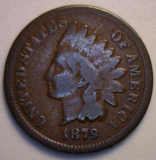 1879 Indian Head Copper Penny 1 Cent Us United States Coin G photo