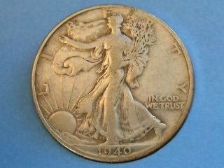 1940 P Walking Liberty Half Dollar 50 Cents Very Fine Vf Ref 17 photo