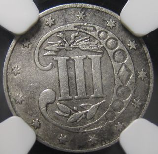 1861 Silver 3¢ Three Cents Ngc Xf45 Error: Medallic Alignment A3j6a8 photo