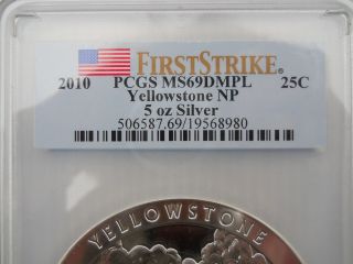 2010 Yellowstone Dmpl 5 Oz Silver Coin 1st Strike photo