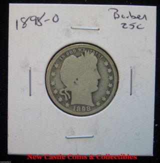 1898 - O Barber Quarter (25c).  Circulated.  90% Silver.  Spec - photo