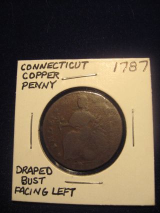 1787 Connecticut Draped Bust Left - Old Colonial Coin photo