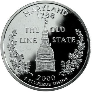 2000 S Silver Maryland State Proof Quarter Coin photo