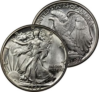 1942 Walking Liberty Half Silver Coin Choice Bu Unc photo