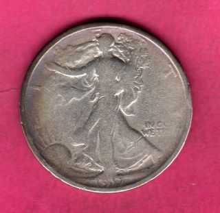 1917 - S - Reverse Silver Walking Liberty Half Dollar - Very Good - Fine photo