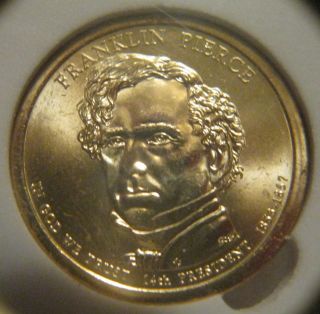 2010 P Franklin Pierce Presidential Dollar,  Uncirculated,  Blazing Luster photo