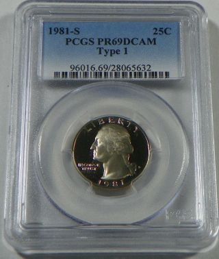 1981 - S Proof Washington Quarter Coin Type 1 Pcgs Pr69dcam photo