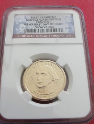 First President George Washington 2007 - D $1 Unc.  First Day Of Issue Ngc photo