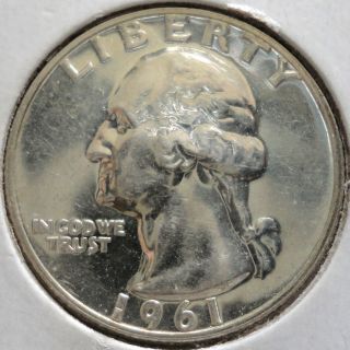 1961 Washington Quarter,  Proof.  (coin Was Cleaned) 90% Silver photo