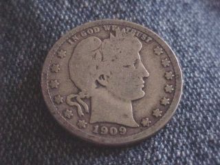 Usa Silver 1909 D Barber Quarter photo