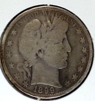 1899 - P Barber Silver Half Dollar - Good / Very Good Qualities photo
