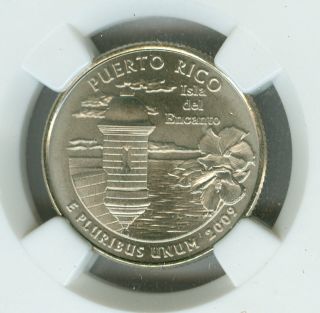 2009 - D Puerto Rico Quarter Ngc Ms69 Sms Finest Registry Low Pop photo