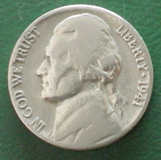 1941 P Decent Looking Jefferson Nickel 5 Cent Better Date 0809 photo