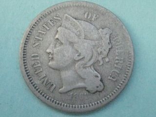 1868 Three 3 Cent Nickel - Vf Very Fine Details photo