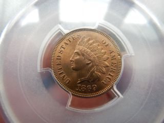 1869/69 Indian Head Penny Fs 301 S 3 Pcgs Ms65 Rb Cac Red 1869/9 Fs 008.  3 Pop 8 photo