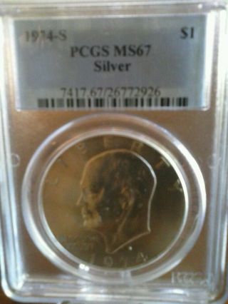 1974 S $1 Silver Ike Eisenhower Dollar Pcgs Ms67 photo