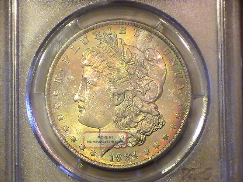 1884 O Morgan Silver Dollar - Pcgs Ms63 " Awesome Toning
