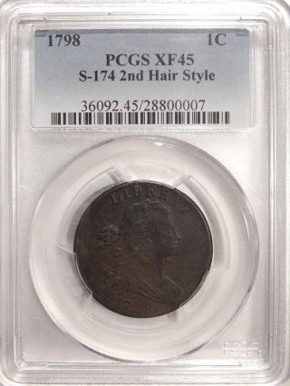 1798 1c Pcgs Xf - 45 S - 174 Early Copper Large Cent photo