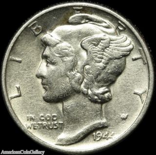 1944 P Silver Mercury Dime About Uncirculated Great Coin C2 photo