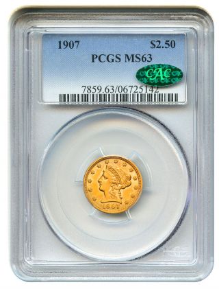 1907 $2.  50 Gold Liberty Head - Pcgs Ms63 / Cac photo
