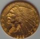 1929 $2.  50 Gold Indian Head - Ngc Ms62 Gold photo 2