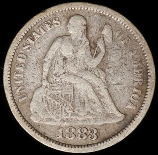 1883 Seated Liberty Dime In Raw Circulated.  (1196) photo