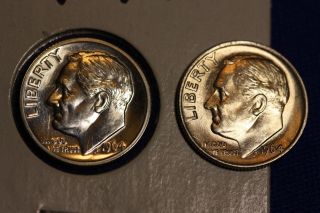 1964 And 1964 Proof 10c Roosevelt Dime photo