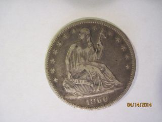 1860 - O Silver Seated Liberty Half Dollar photo