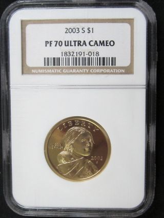 2003 S Proof Sacagawea Native American Dollar - Ngc Pf 70 Ultra Cameo (018) photo