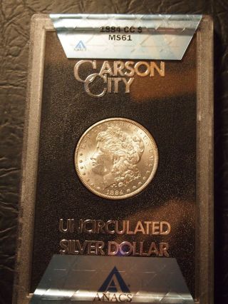 1884 - Cc Gsa Morgan Silver Dollar  Anacs Certified Ms 61 photo