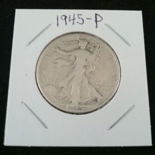 1945 P Walking Liberty 90% Silver Half Dollar.  900 Fine Silver Usa photo