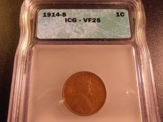 1914 S Lincoln Cent - Icg Certified Vf25 photo
