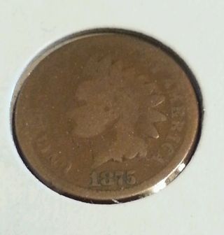 1875 Indian Head Penny Cent Early Date Rba1126 photo