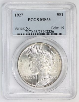 1927 Peace Silver Dollar Ms 63 Pcgs (2336) photo