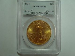 1925 $20 Gold St.  Gaudens - Pcgs Ms66 photo