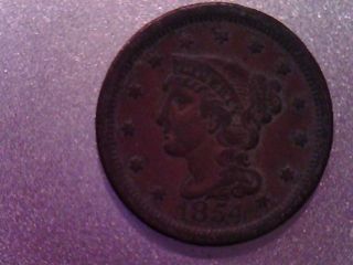 1854 Braided Hair Large Cent photo