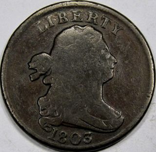 1803 C - 1 Draped Bust Half Cent Pleasing F+. . .  And,  & A Better Date photo